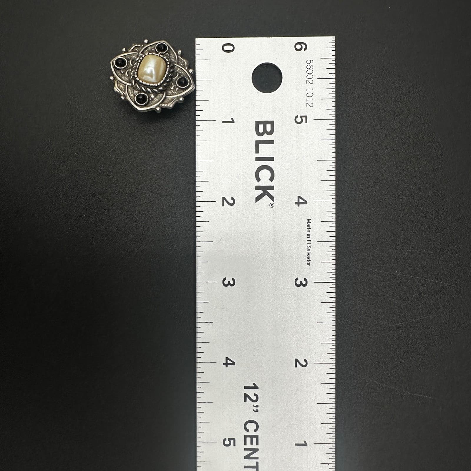 Vintage Ornate Clip-On Earrings White Stones Boho Style .75'' 80s 90s - Thumbnail 5