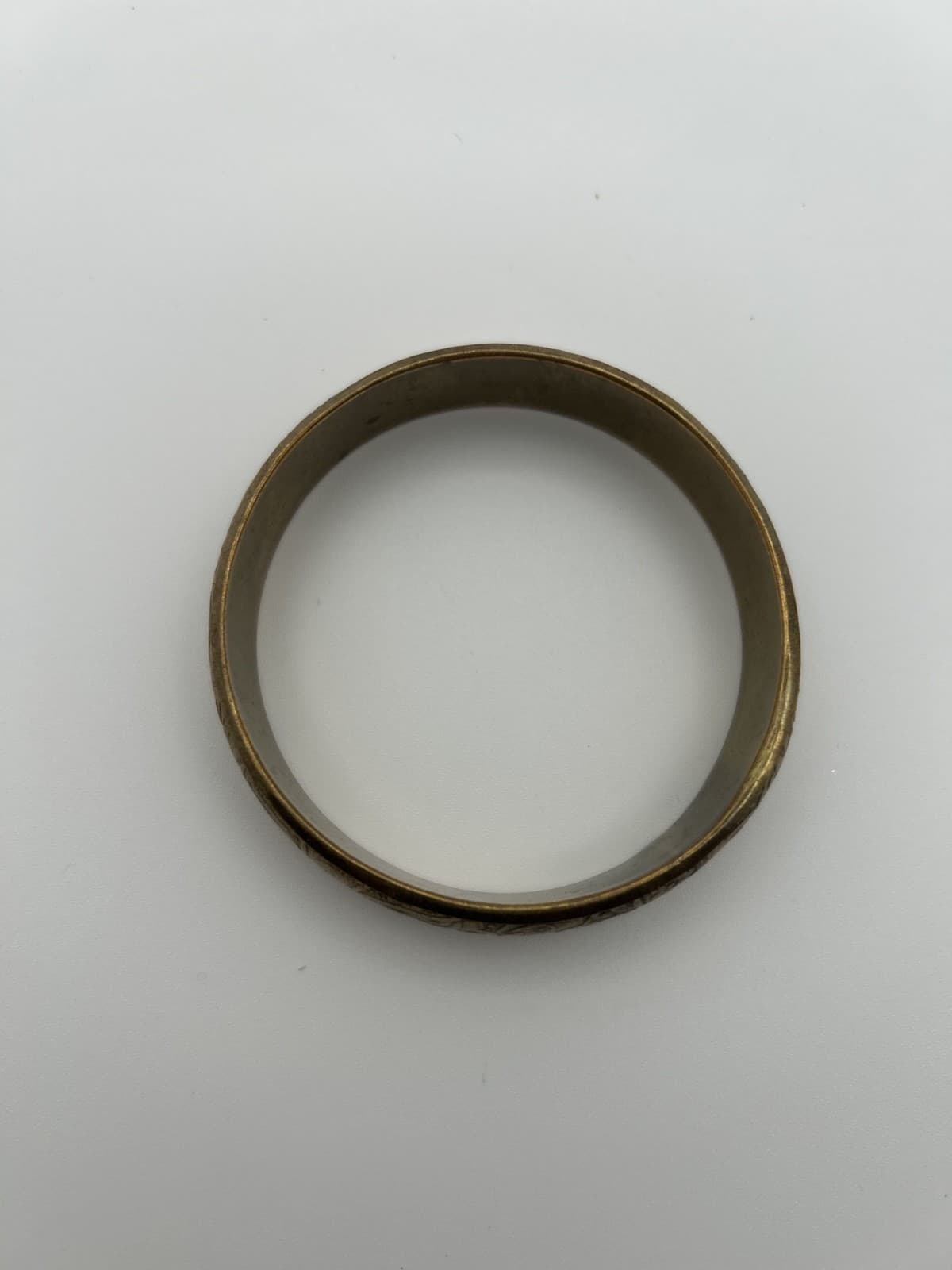 Vintage Gold Tone Floral Engraved Wide Bangle Bracelet Boho Chic - Thumbnail 2