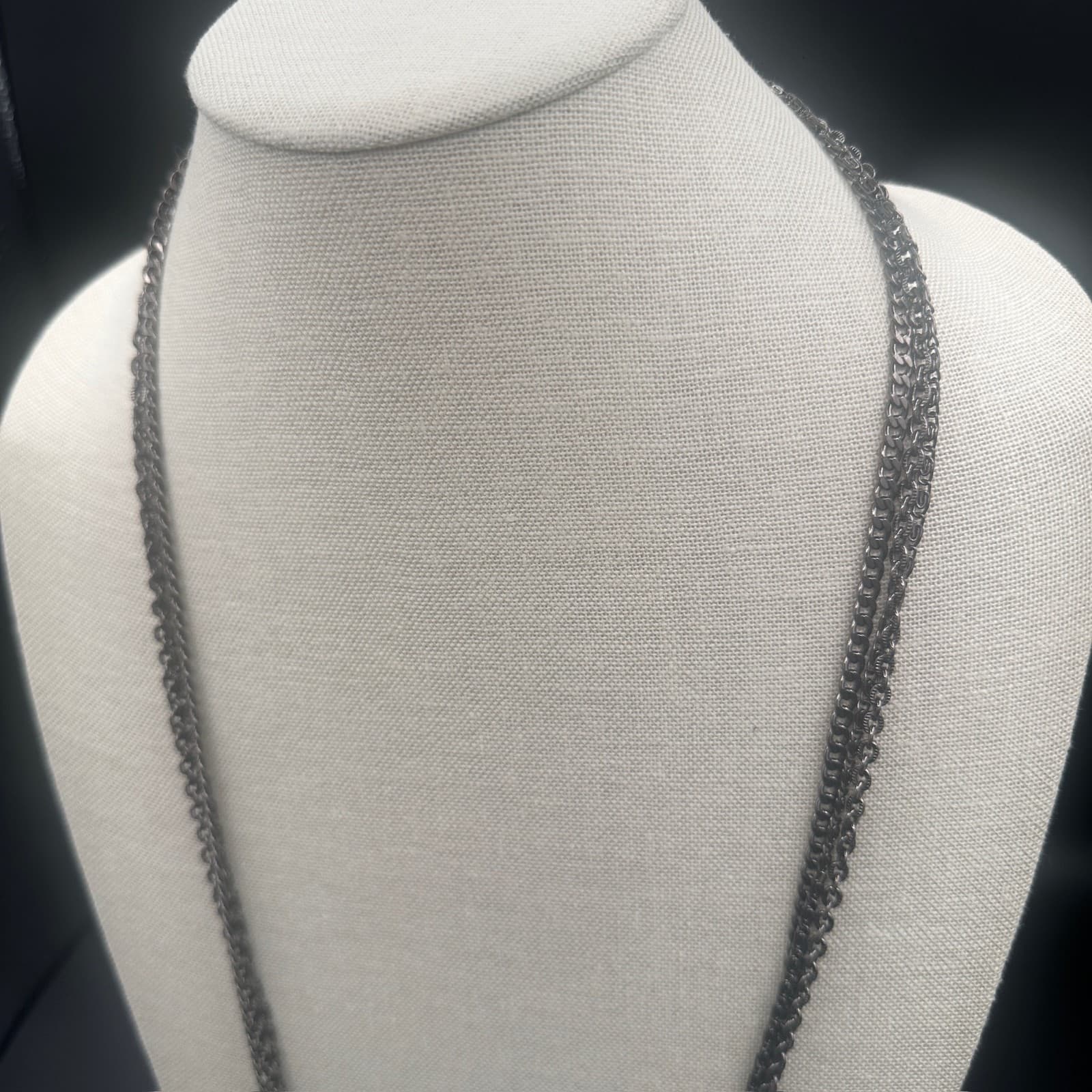 Vintage Silver Chain Necklace Retro Style Women's Fashion Jewelry 35'' - Thumbnail 2