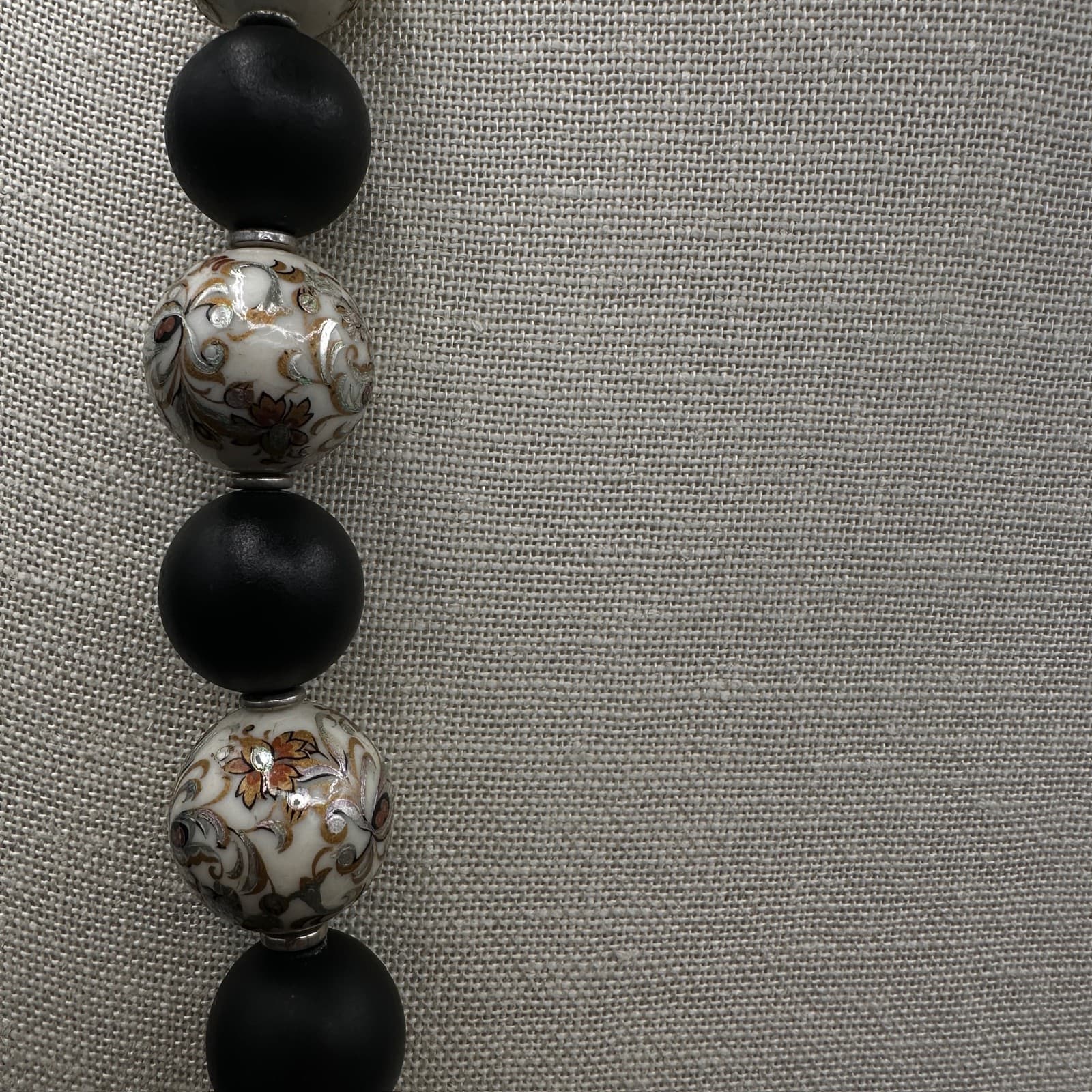 Vintage Japanese Opulent Nagaya & Flat Black Large Beaded Necklace 30'' - Thumbnail 3