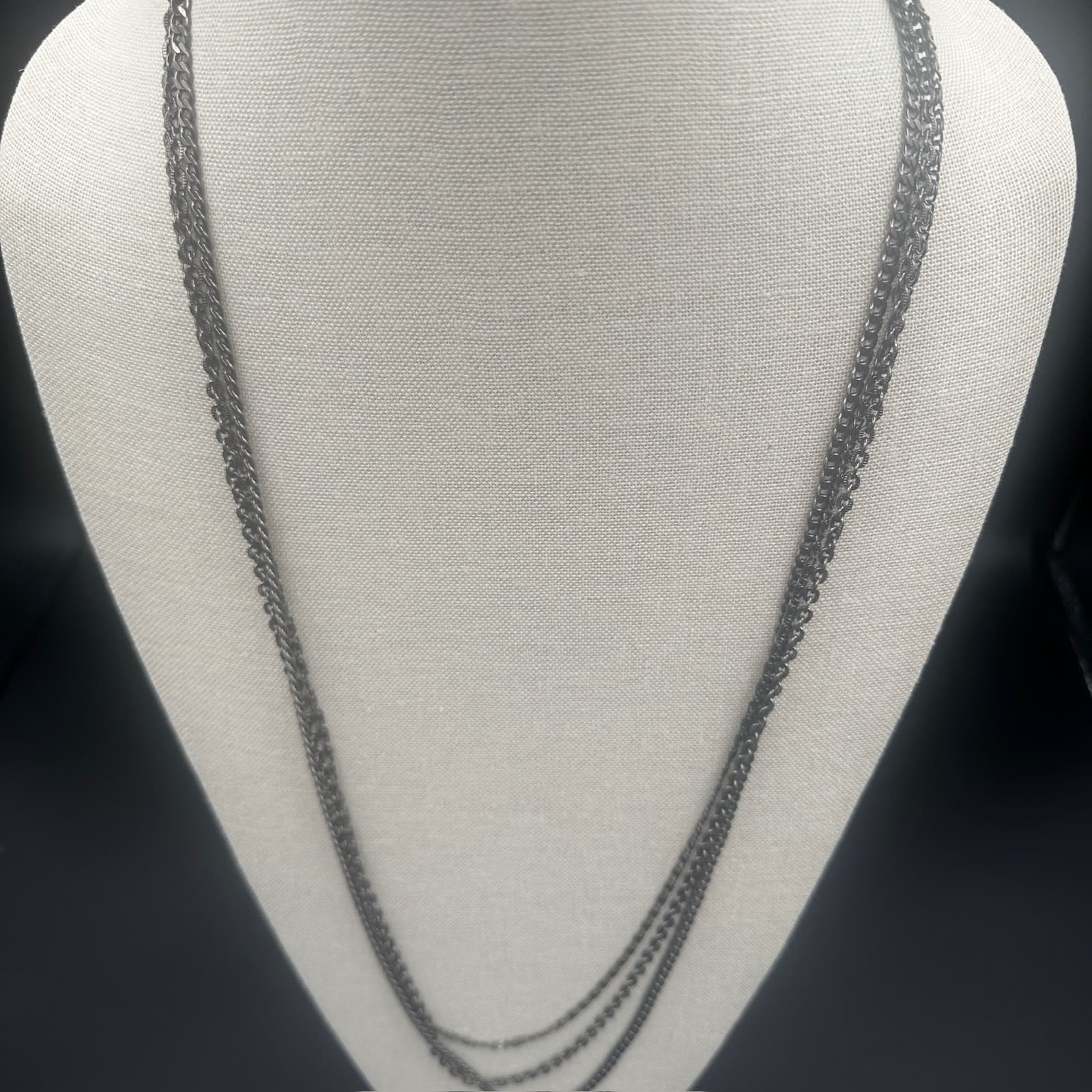 Vintage Silver Chain Necklace Retro Style Women's Fashion Jewelry 35'' - Thumbnail 3