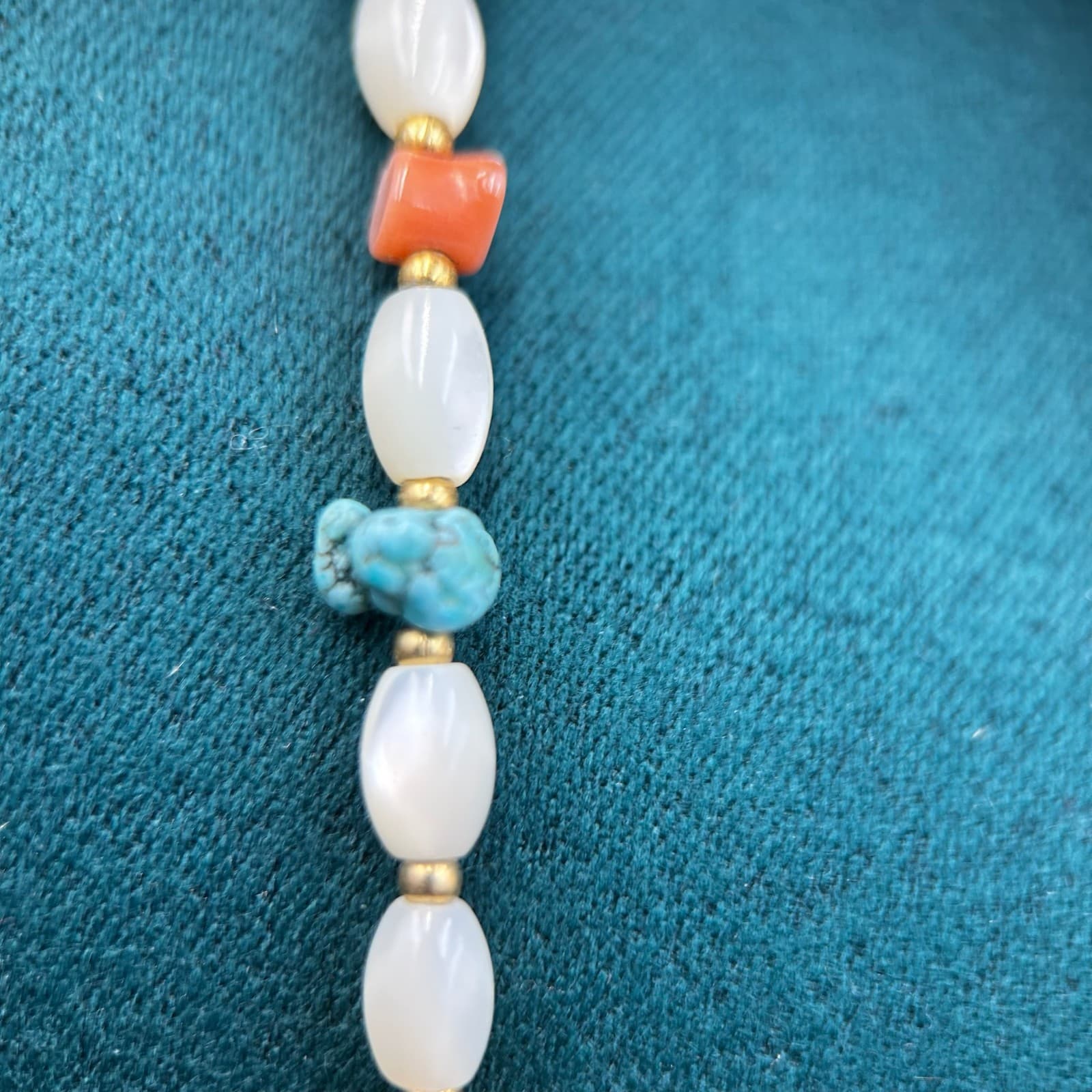 Vintage Ocean Style Shell Coral & Pearl Bead Necklace Gold 16" Y2K 90s 2000s - Thumbnail 3