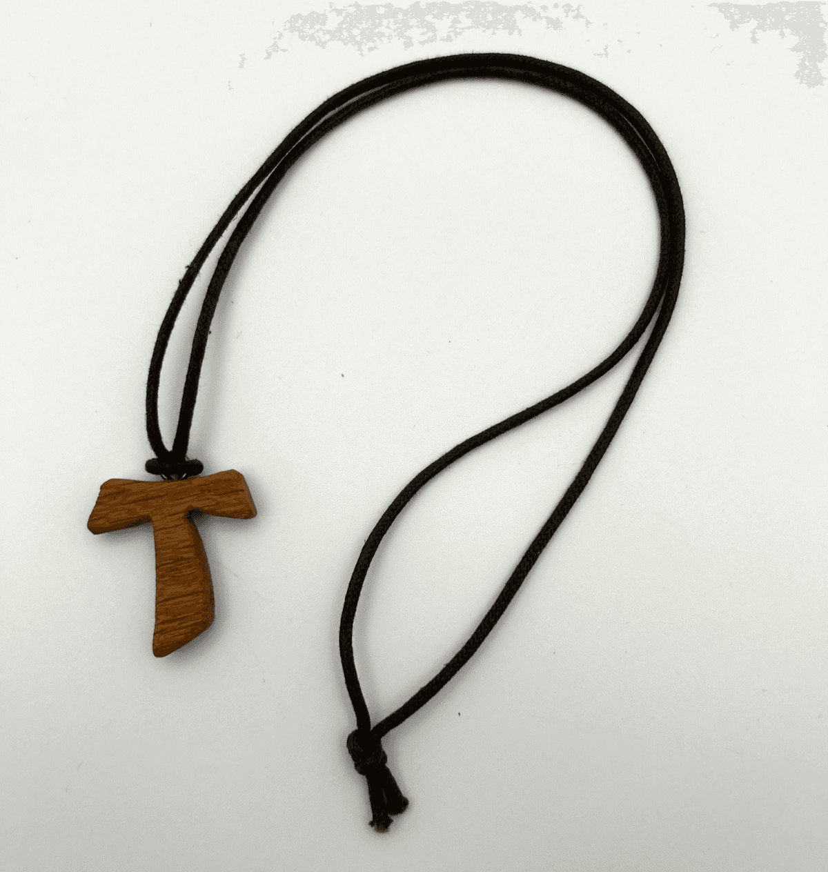 Vintage Hand-Carved Wooden Cross Pendant Necklace on Cord Boho Rustic Unisex - Thumbnail 2