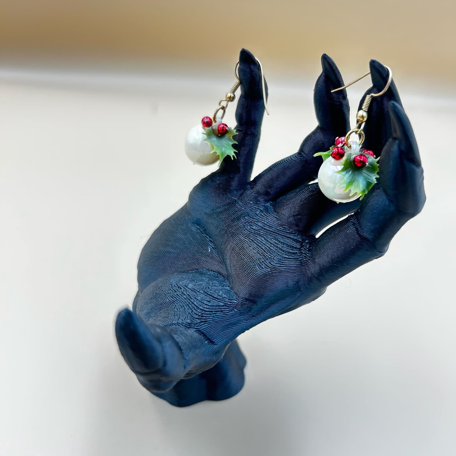 Vintage Merry Christmas Glass White Bead Dangle Earrings Fashion Jewelry - Thumbnail 7