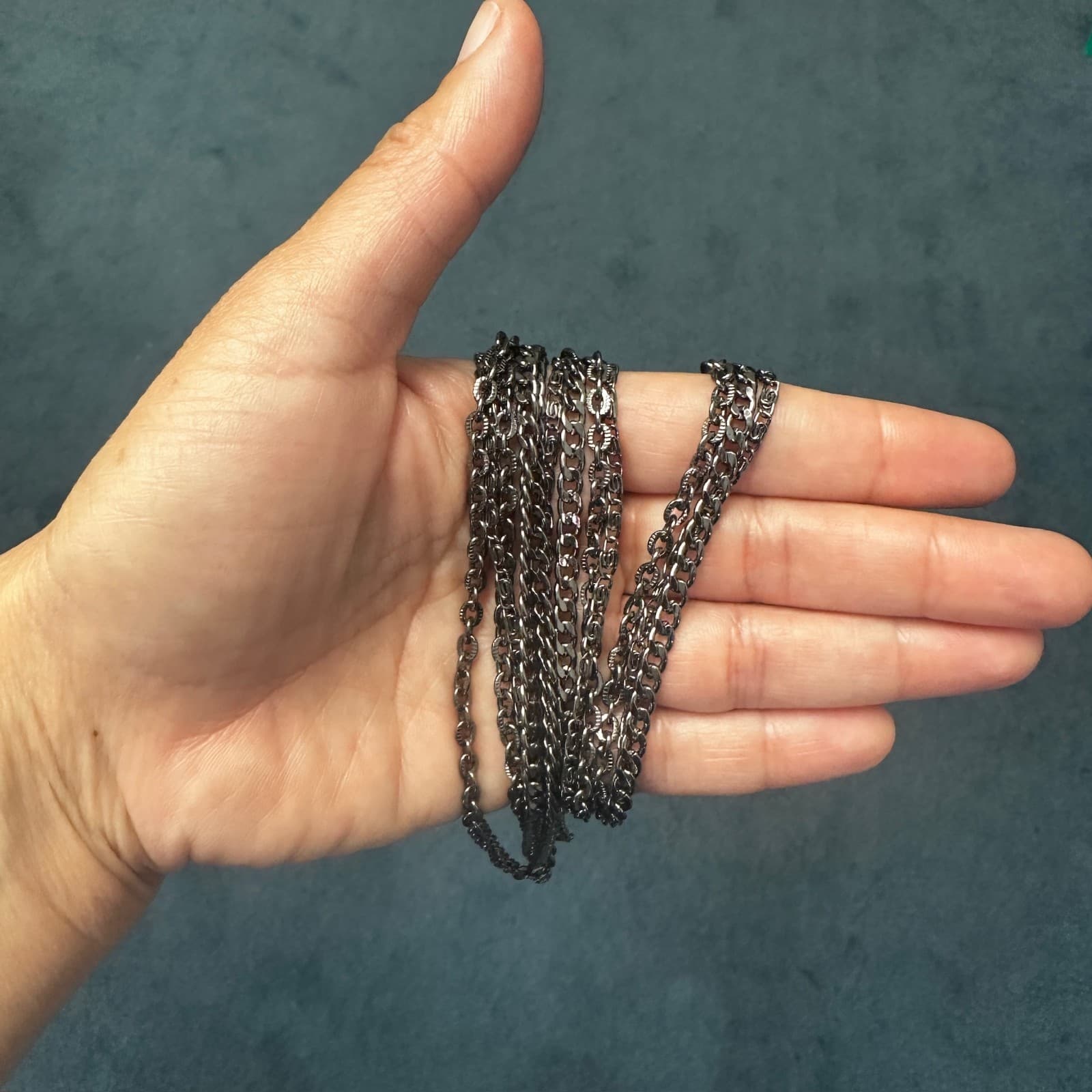 Vintage Silver Chain Necklace Retro Style Women's Fashion Jewelry 35'' - Thumbnail 5