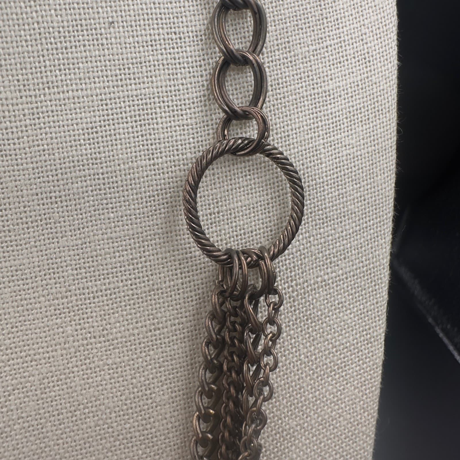 Vintage Multi Strand Necklace Asymmetrical Silver Tone Station and Link Chains - Thumbnail 5