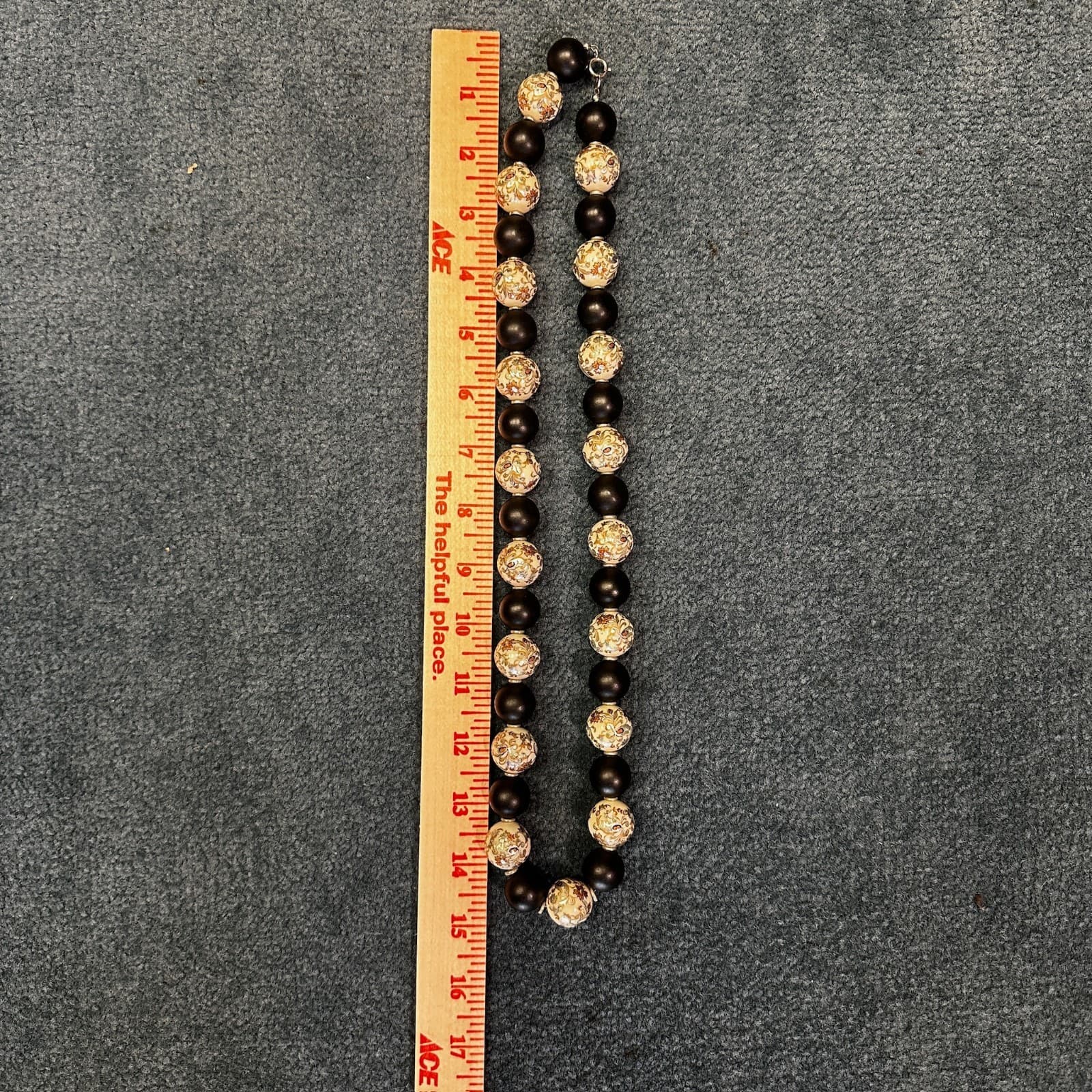 Vintage Japanese Opulent Nagaya & Flat Black Large Beaded Necklace 30'' - Thumbnail 5