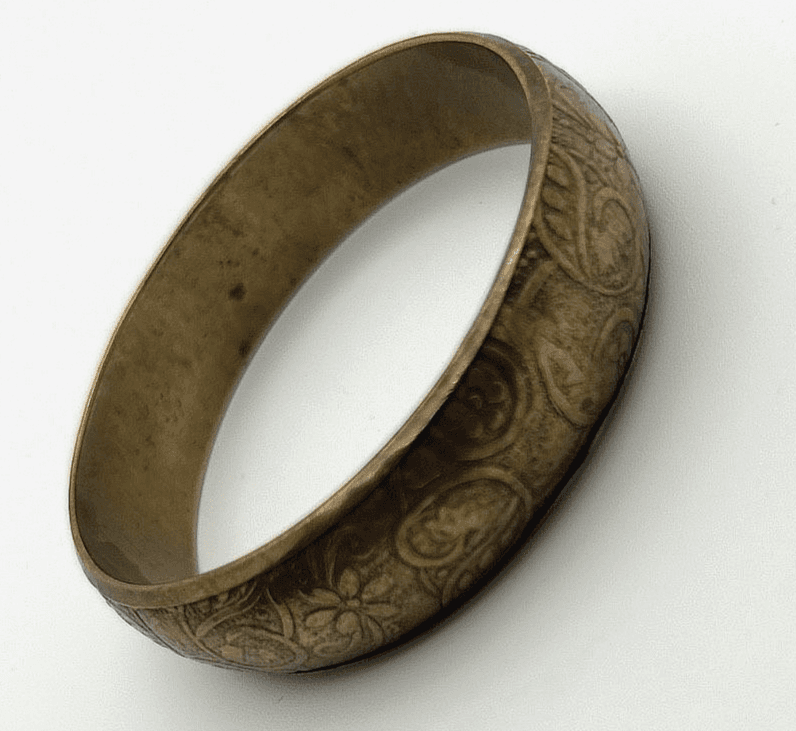 Vintage Gold Tone Floral Engraved Wide Bangle Bracelet Boho Chic - Image 1