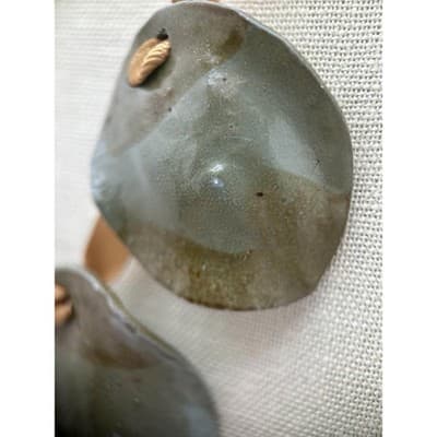 Necklace Olive Green Earthy Statement Organic Ceramic Style Ribbon Adjustable - Thumbnail 5