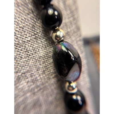 Vintage Lot of 3 Statement Necklaces – Red Beaded, Black Glass, Rose Gold Tone - Thumbnail 10