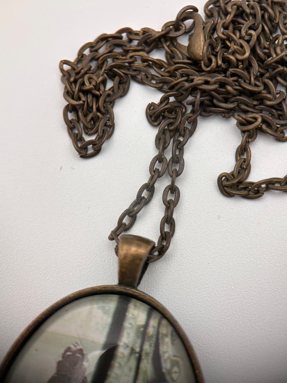 Vintage Multicolor Beaded Pendant Necklace Oval Cameo Style Buddha Boho Retro - Thumbnail 2