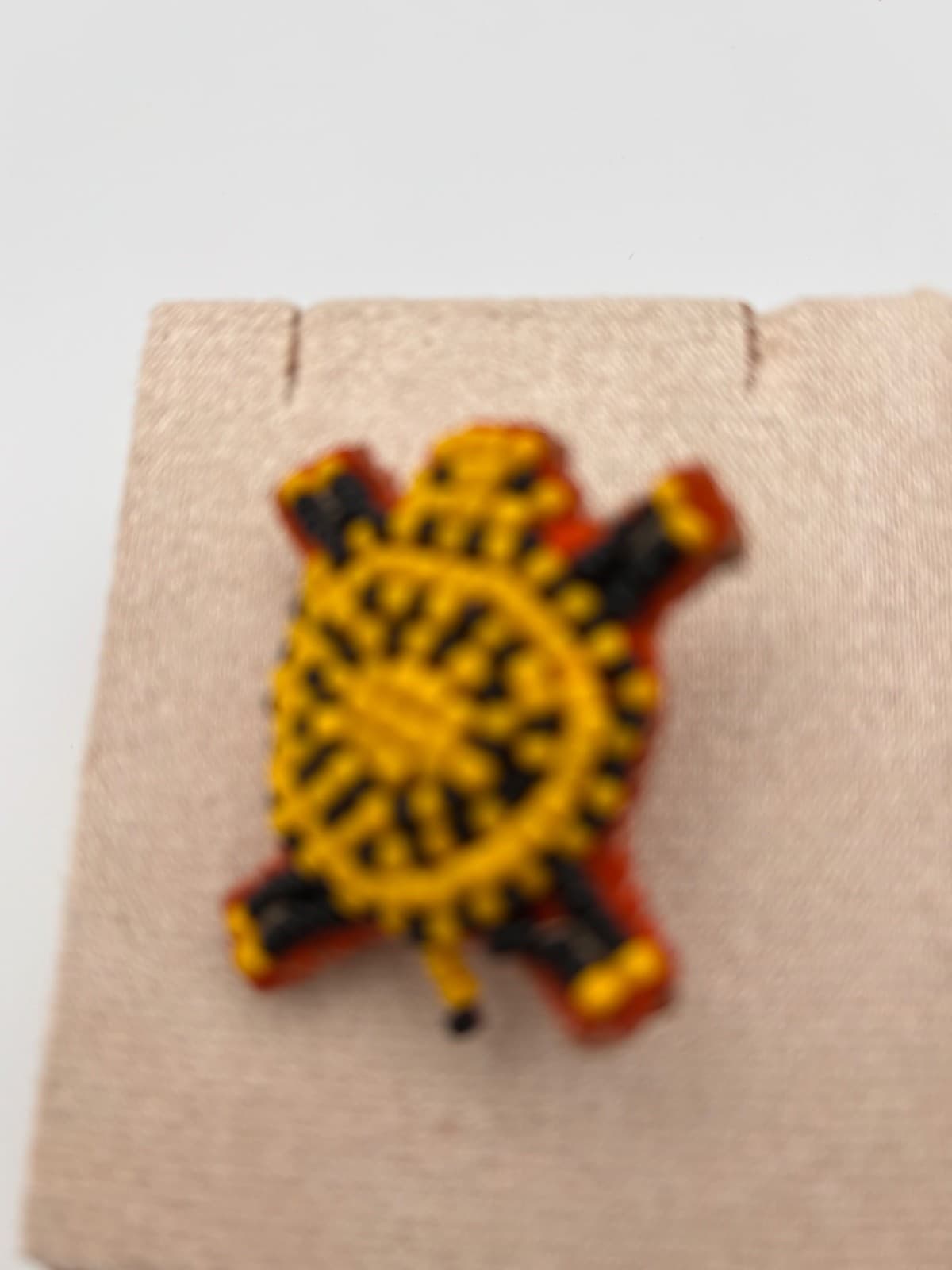 Vintage Beaded Starburst Brooch Pin Yellow Black Orange Felt Boho Artisan - Thumbnail 6