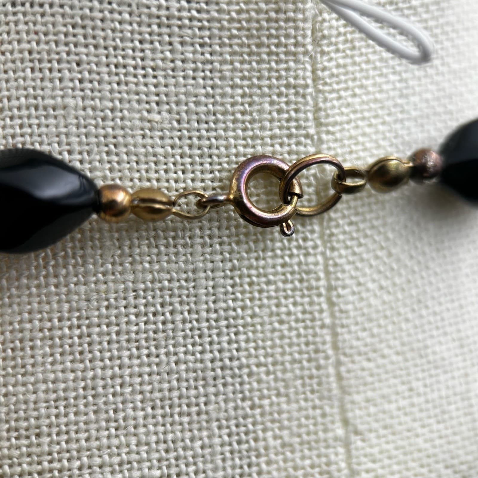 Vintage Black Lucite Gold Tone Tetrahedron Beaded Necklace Statement 20'' Y2K - Thumbnail 6