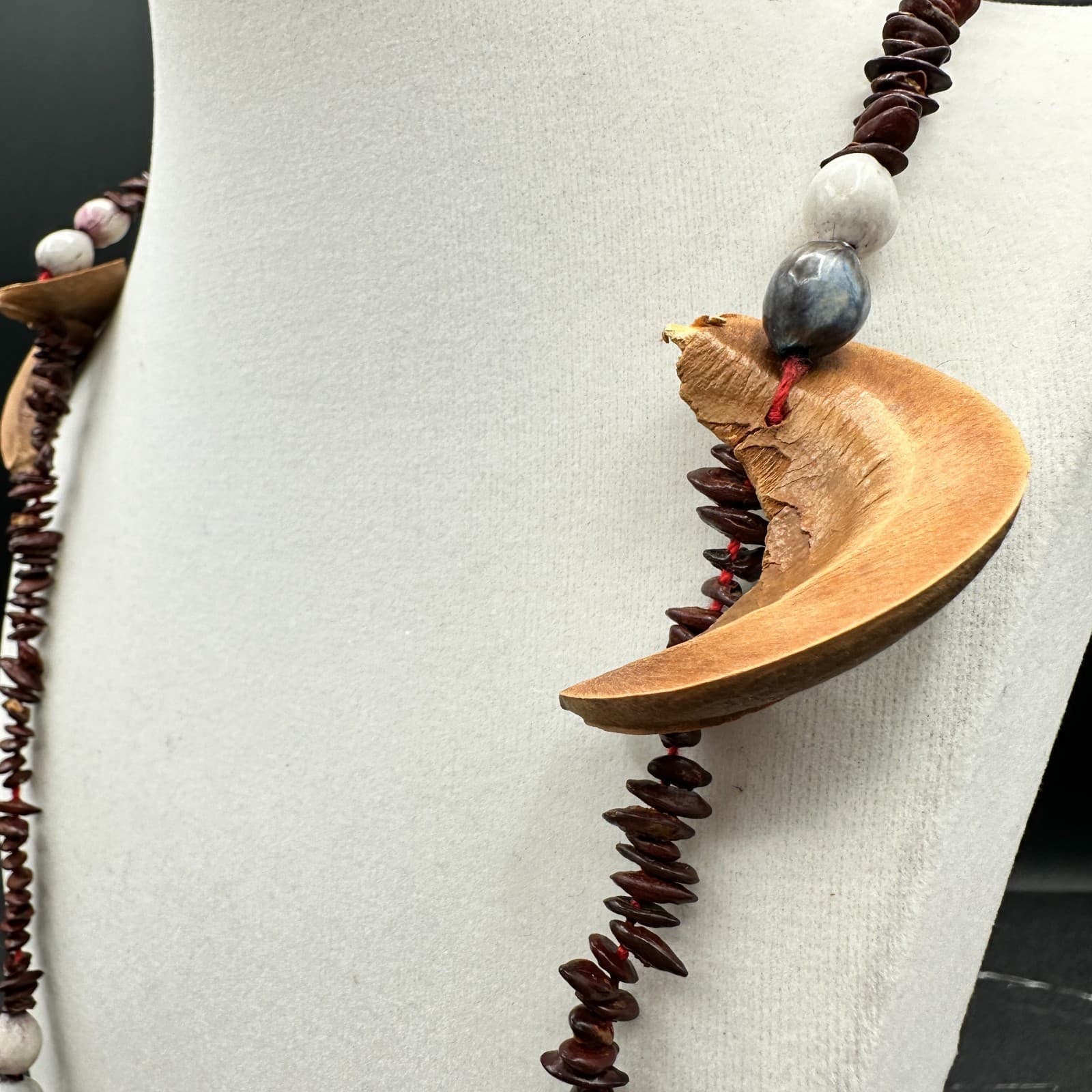 VTG 90s Amber Orange Swirl Lucite Beaded Necklace Chunky High Gloss Retro - Thumbnail 8