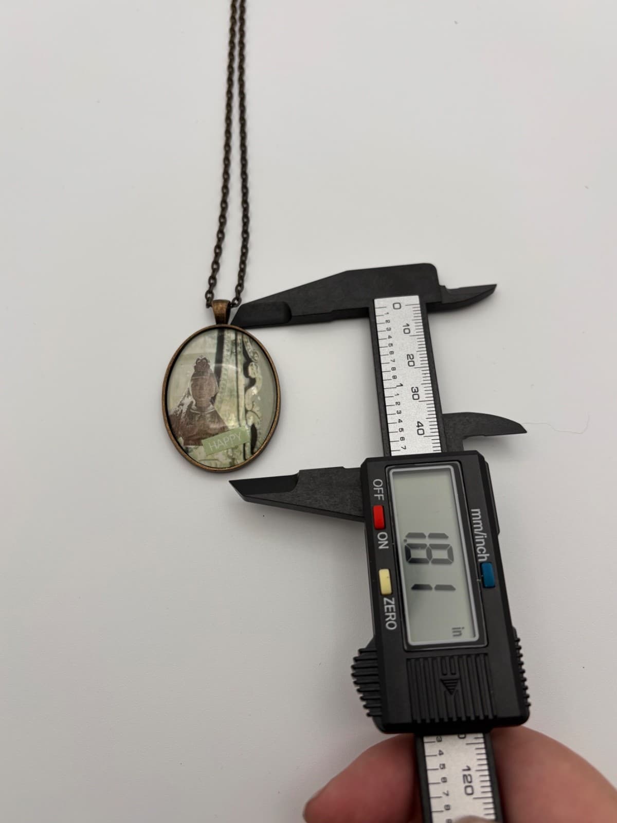 Vintage Multicolor Beaded Pendant Necklace Oval Cameo Style Buddha Boho Retro - Thumbnail 6