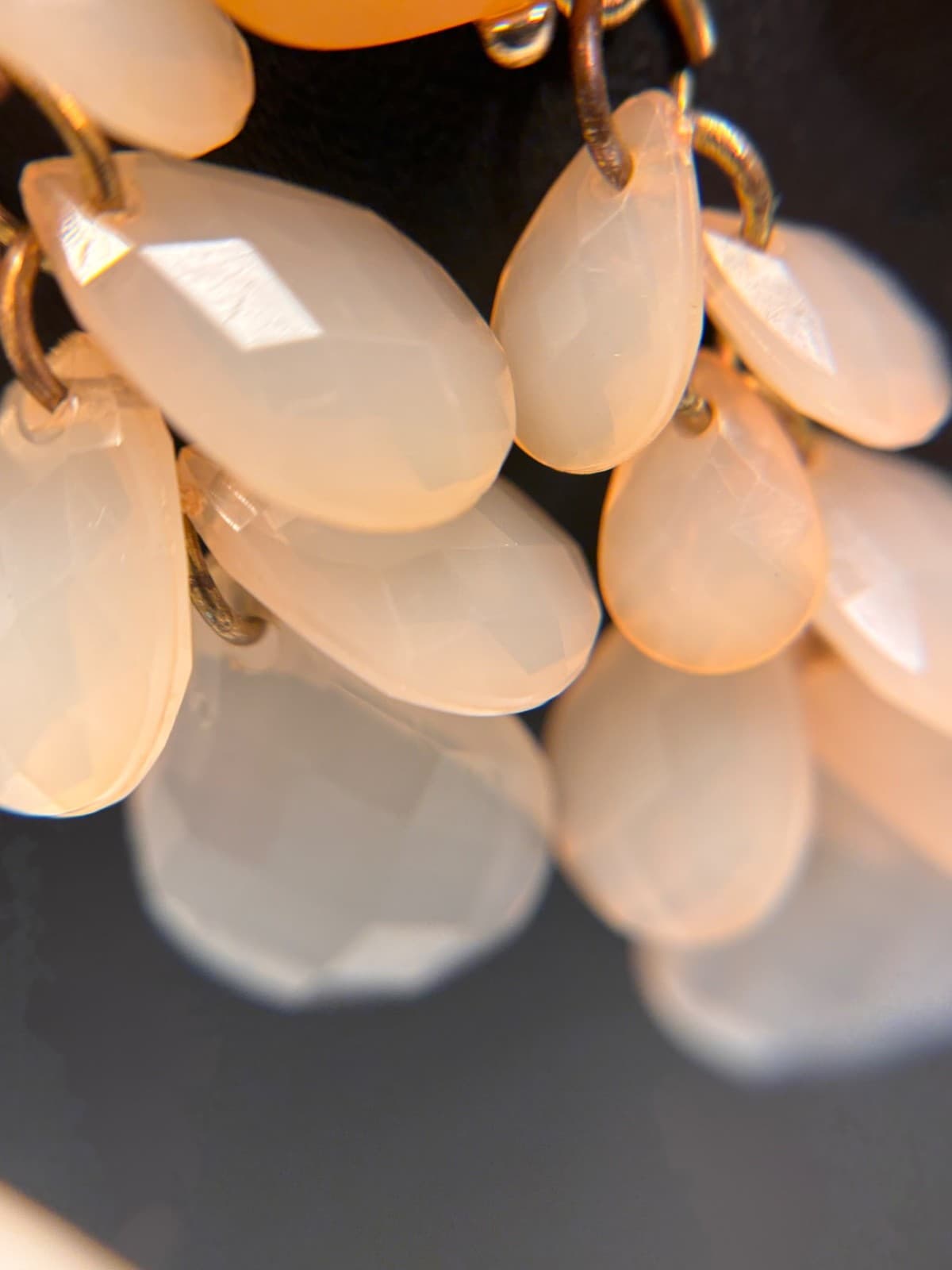 Vintage Orange & Peach Statement Bib Necklace Gold Tone Chunky Bead Fashion - Thumbnail 5