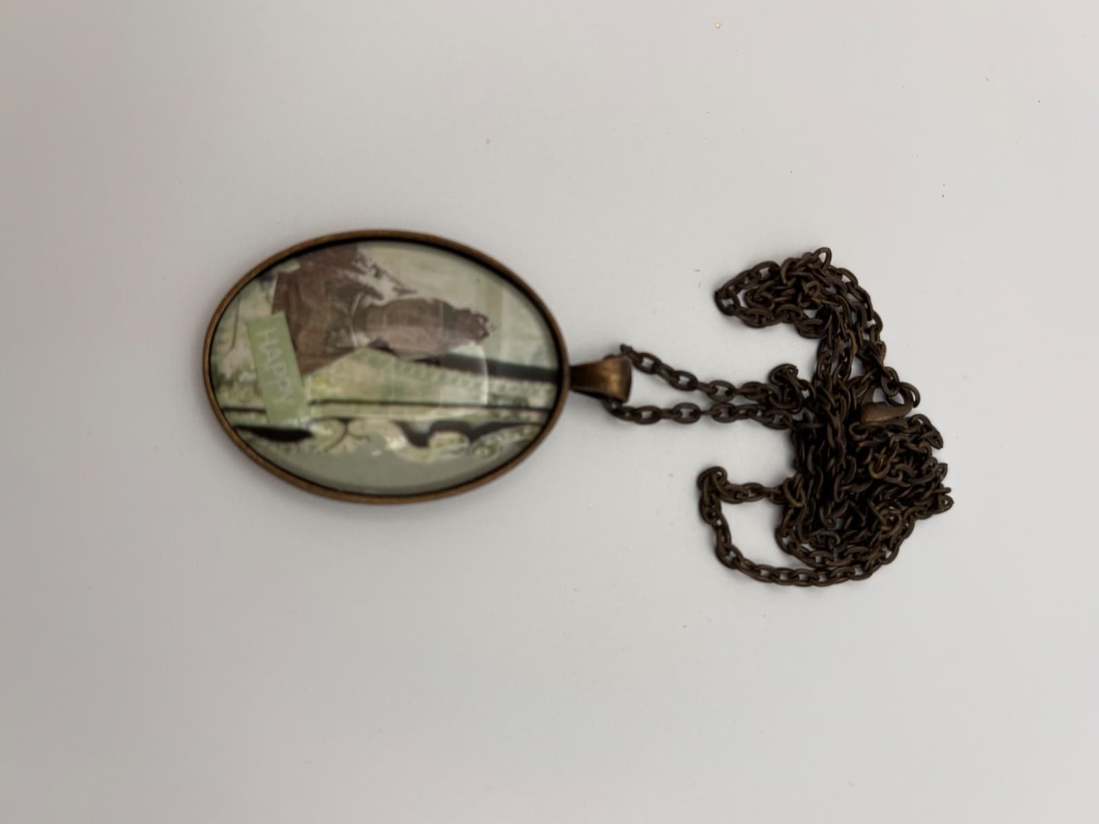 Vintage Multicolor Beaded Pendant Necklace Oval Cameo Style Buddha Boho Retro - Thumbnail 5