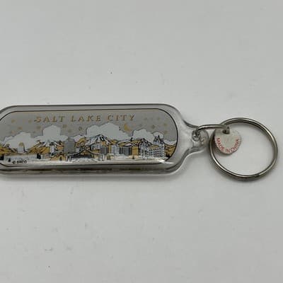 Vintage Salt Lake City Utah Acrylic Keychain Skyline Souvenir Retro Travel Gift - Thumbnail 2