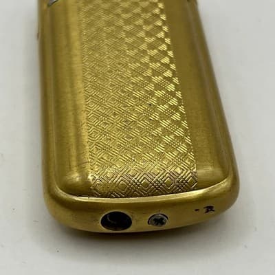 Vintage Gold Tone Butane Gas Lighter Engine Turned Diamond Pattern Pocket Slim - Thumbnail 2