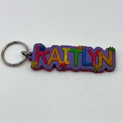 Kaitlyn Name Keychain Colorful Rubber 3D Block Letter Backpack Tag Accessory - Image 1