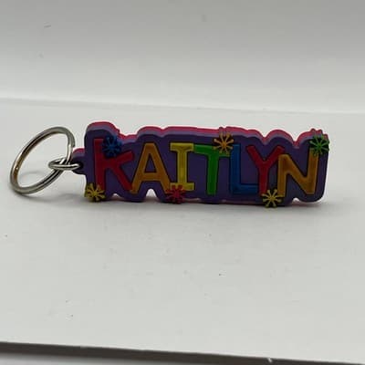 Kaitlyn Name Keychain Colorful Rubber 3D Block Letter Backpack Tag Accessory - Thumbnail 5