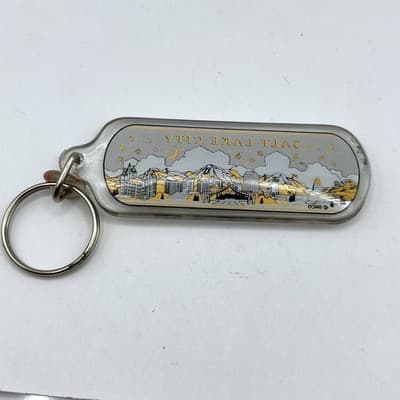 Vintage Salt Lake City Utah Acrylic Keychain Skyline Souvenir Retro Travel Gift - Image 1