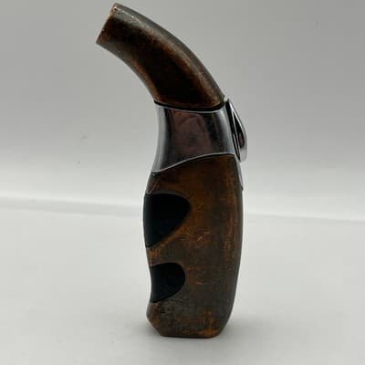 Vintage Scorch Torch Butane Lighter Curved Pistol Grip Copper Chrome Refillable - Thumbnail 3