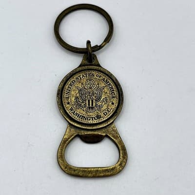Vintage Washington DC USA Bottle Opener Keychain Brass Tone Souvenir Collectible - Image 1