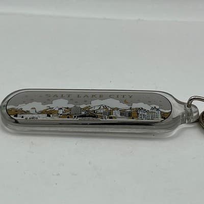 Vintage Salt Lake City Utah Acrylic Keychain Skyline Souvenir Retro Travel Gift - Thumbnail 4
