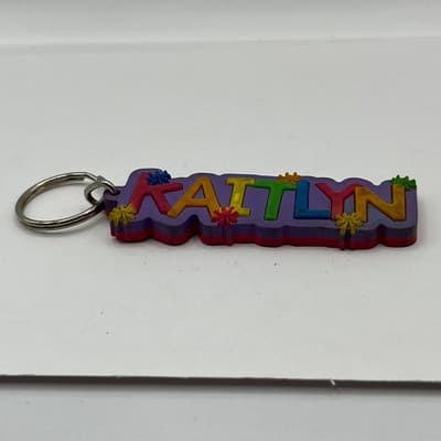 Kaitlyn Name Keychain Colorful Rubber 3D Block Letter Backpack Tag Accessory - Thumbnail 2