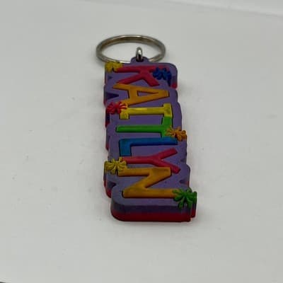 Kaitlyn Name Keychain Colorful Rubber 3D Block Letter Backpack Tag Accessory - Thumbnail 3