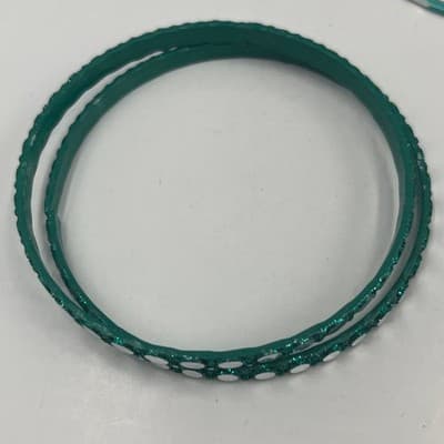 Vintage Teal Bangle Bracelet Set Aqua Green Glitter Textured Stackable 9 Pieces - Thumbnail 3