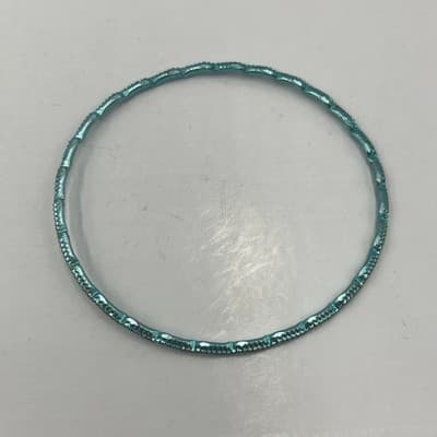 Vintage Teal Bangle Bracelet Set Aqua Green Glitter Textured Stackable 9 Pieces - Thumbnail 7
