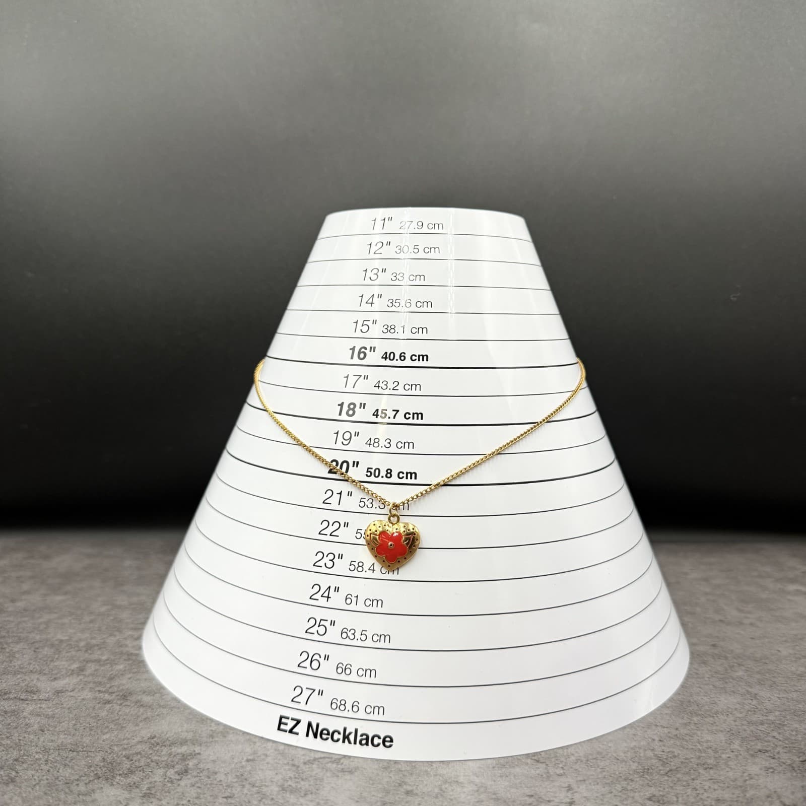 Vintage Gold Tone Heart Pendant Necklace Red Floral Enamel Sweet Charm - Thumbnail 9