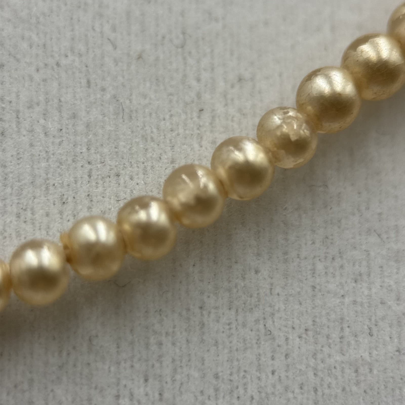 Vintage Cream Faux Pearl Round Bead Necklace Filigree Clasp Elegant - Thumbnail 6