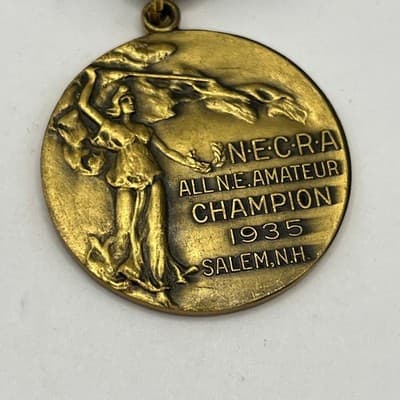 VTG 1935 NECRA All N.E. Amateur Champion Medal Salem NH Ladies H.P. Race Medal - Thumbnail 3