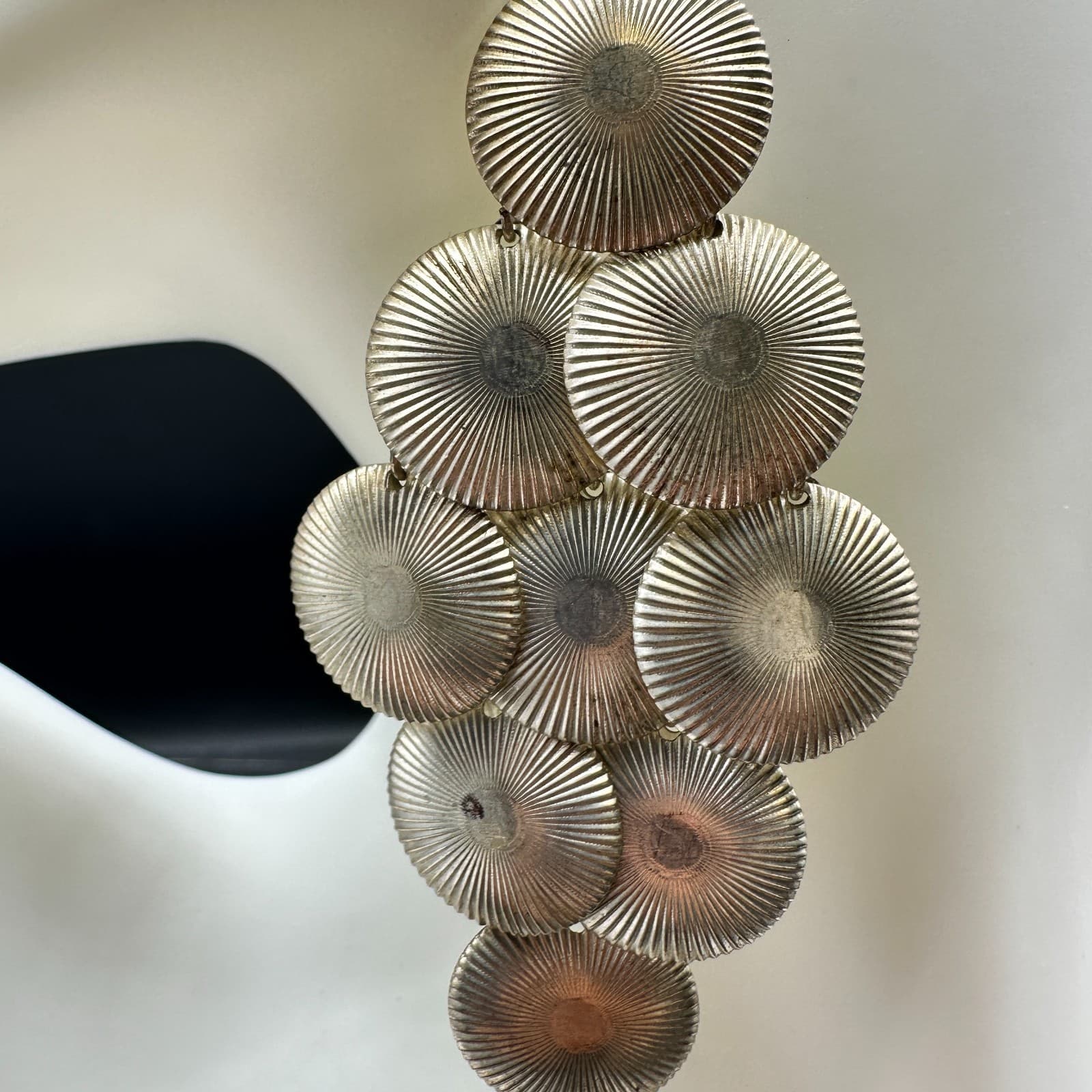 VTG Silver Tone Disc Dangle Earrings Women Boho Long Chandelier Jewelry - Thumbnail 10