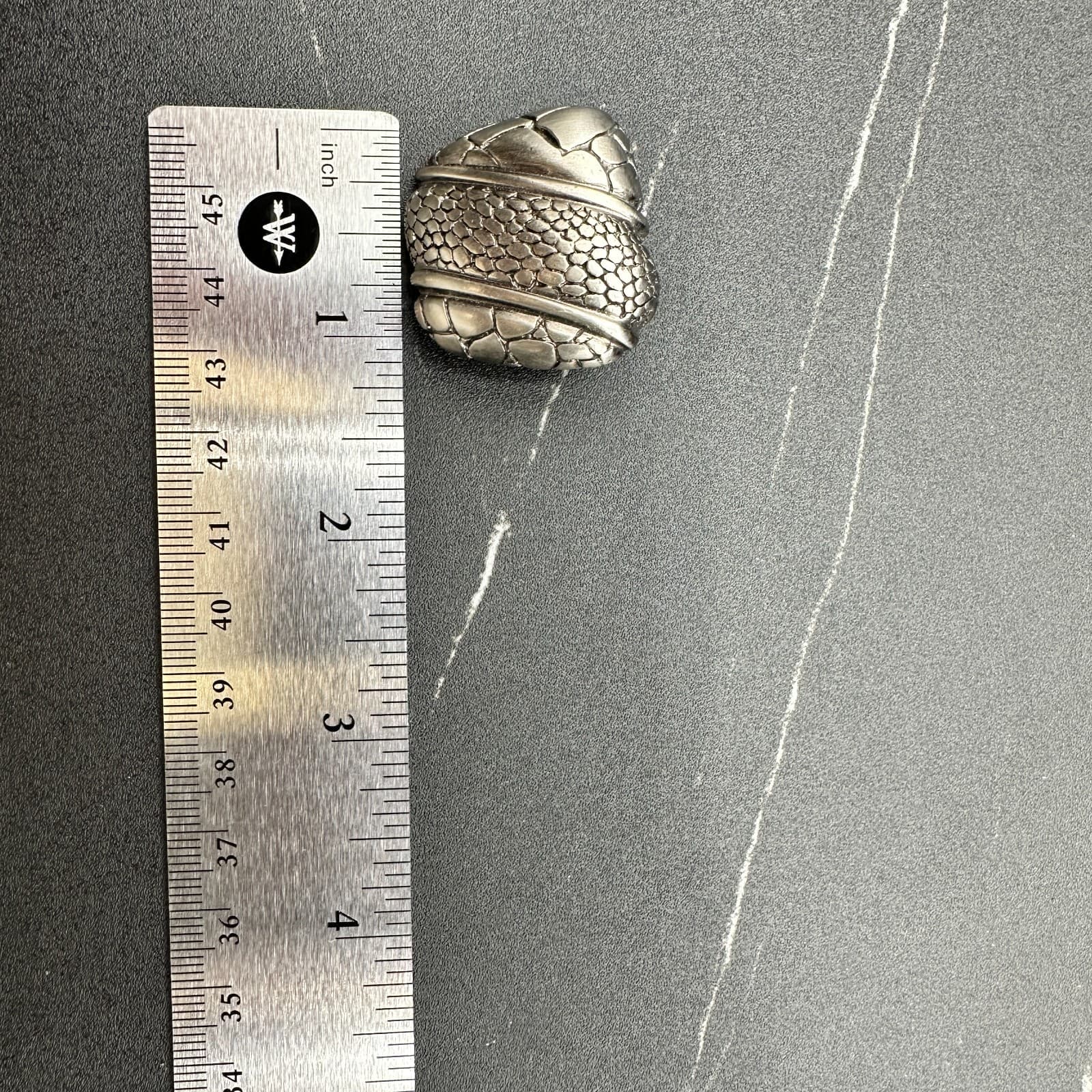 VTG 90s Silver Tone Large Statement Earrings Textured Reptile Skin Jewelry - Thumbnail 9