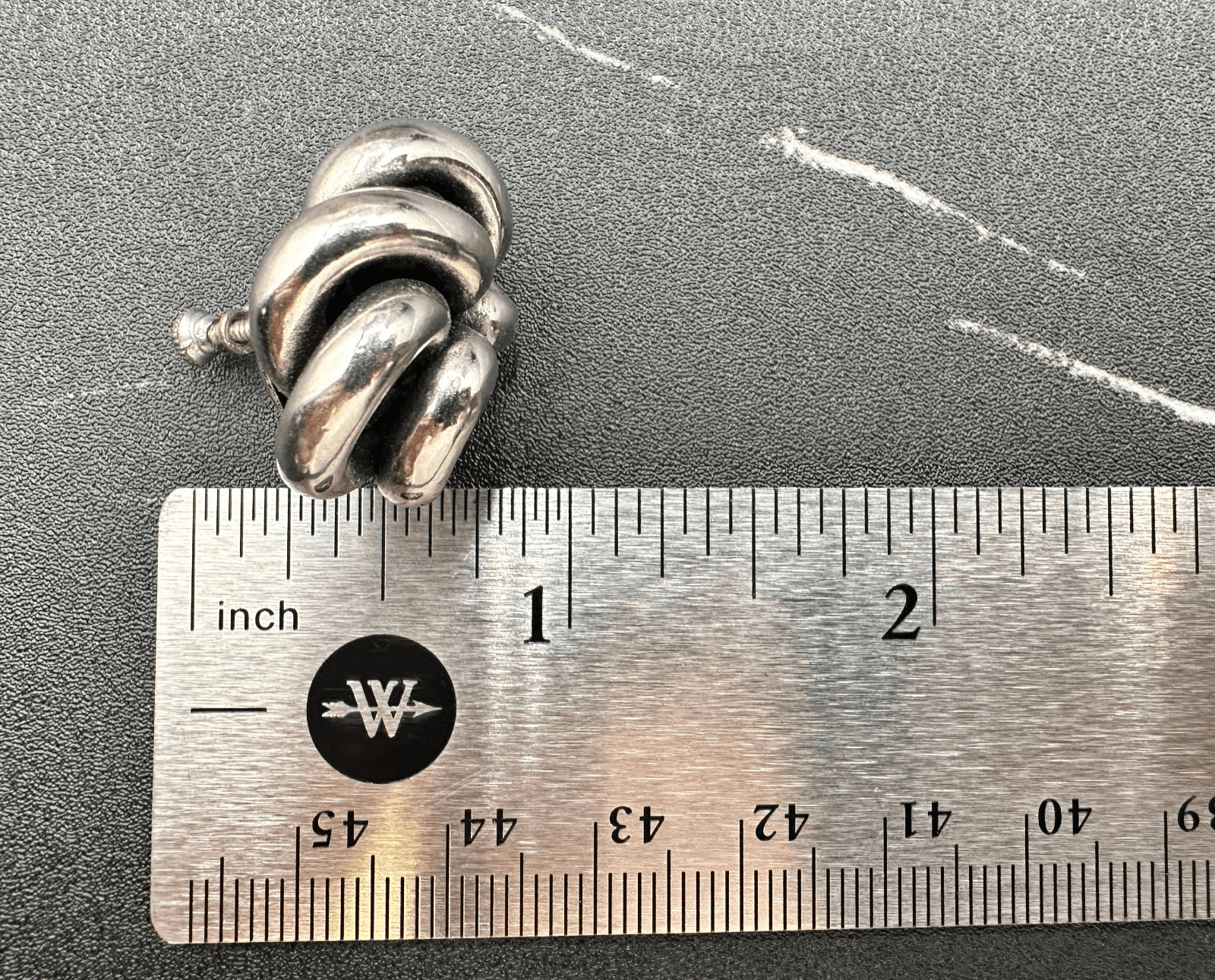 Vintage Silver Tone Knot Earrings Chunky Modernist 70s Screwback Statement - Thumbnail 2