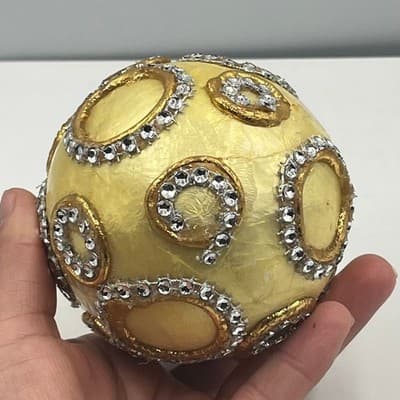 VTG Artisan Handcrafted Jeweled Egg Gold Gilded Rhinestone Decorative Ornament - Thumbnail 4