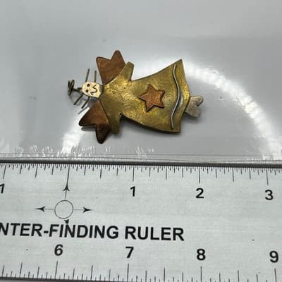 VTG Artisan Mixed Metal Angel Brooch Pin Lot 2 Brass Silver Copper Handmade Star - Thumbnail 6
