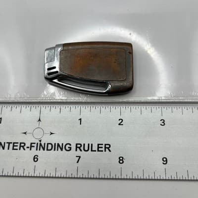 VTG Mid-Century Butane Pocket Lighter Wood Grain Chrome Finish Retro Rare Art - Thumbnail 6