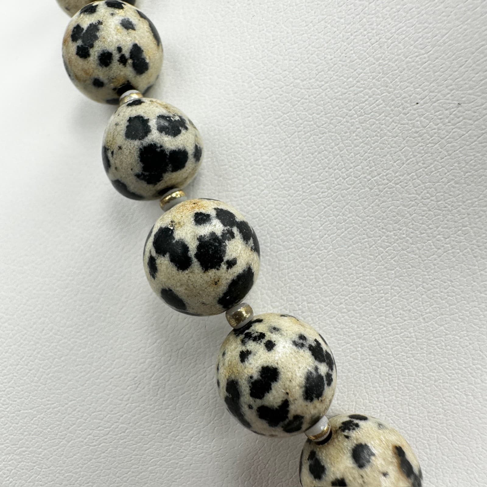 Vintage 90s Love's Affect Dalmatian Jasper Black Tassel Necklace Women's Jewelry - Thumbnail 5