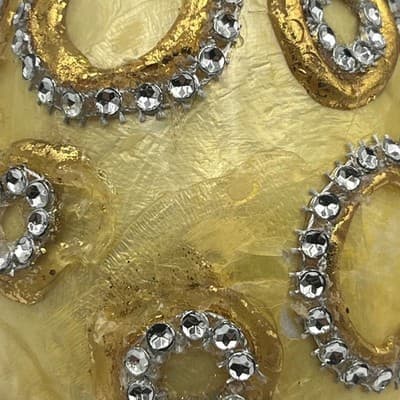 VTG Artisan Handcrafted Jeweled Egg Gold Gilded Rhinestone Decorative Ornament - Thumbnail 3