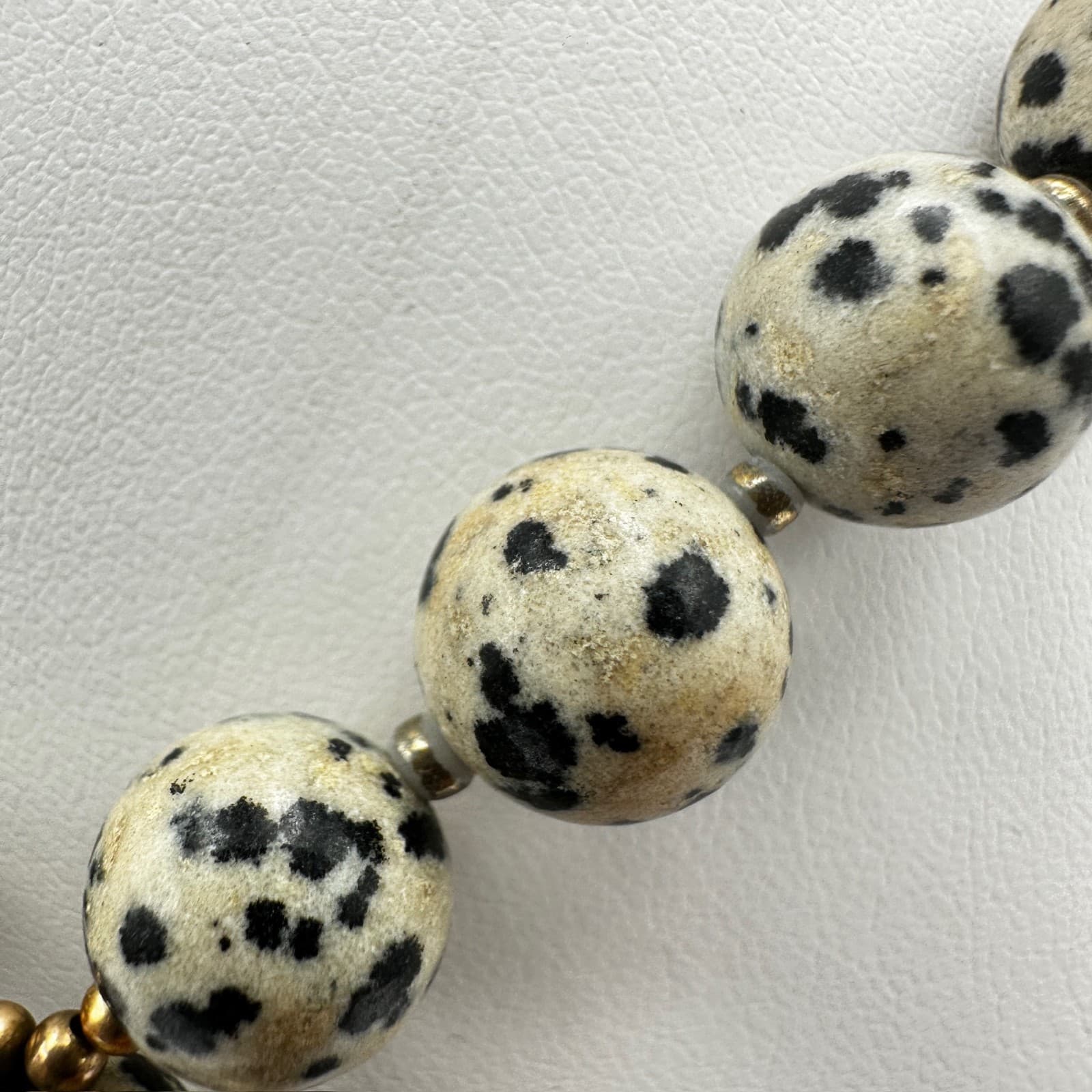 Vintage 90s Love's Affect Dalmatian Jasper Black Tassel Necklace Women's Jewelry - Thumbnail 7