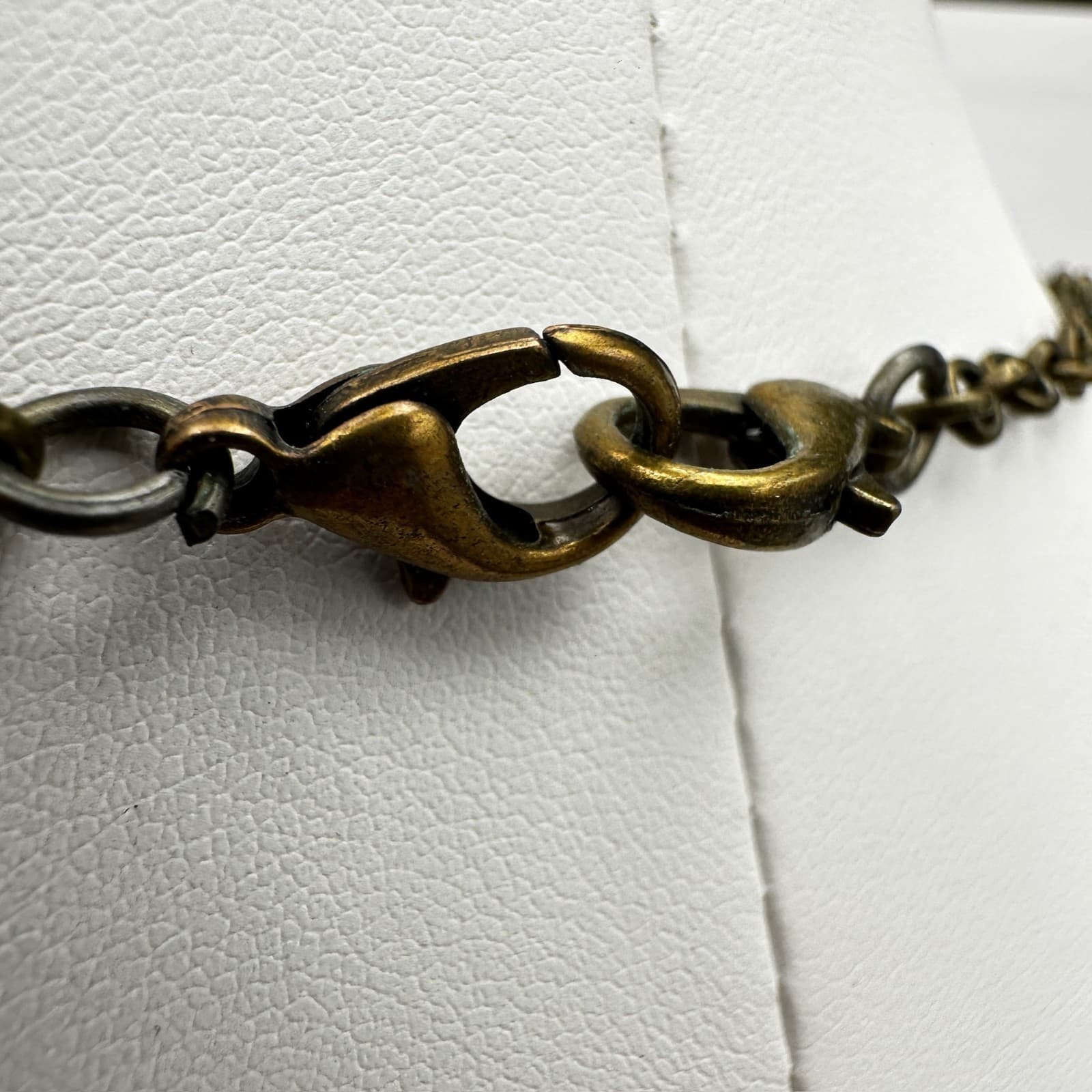 Vintage 90s Bronze Filigree Pendant Beads Necklace Rhinestone Women's Jewelry - Thumbnail 13