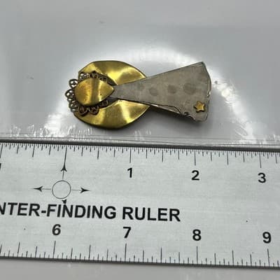 VTG Artisan Mixed Metal Angel Brooch Pin Lot 2 Brass Silver Copper Handmade Star - Thumbnail 9