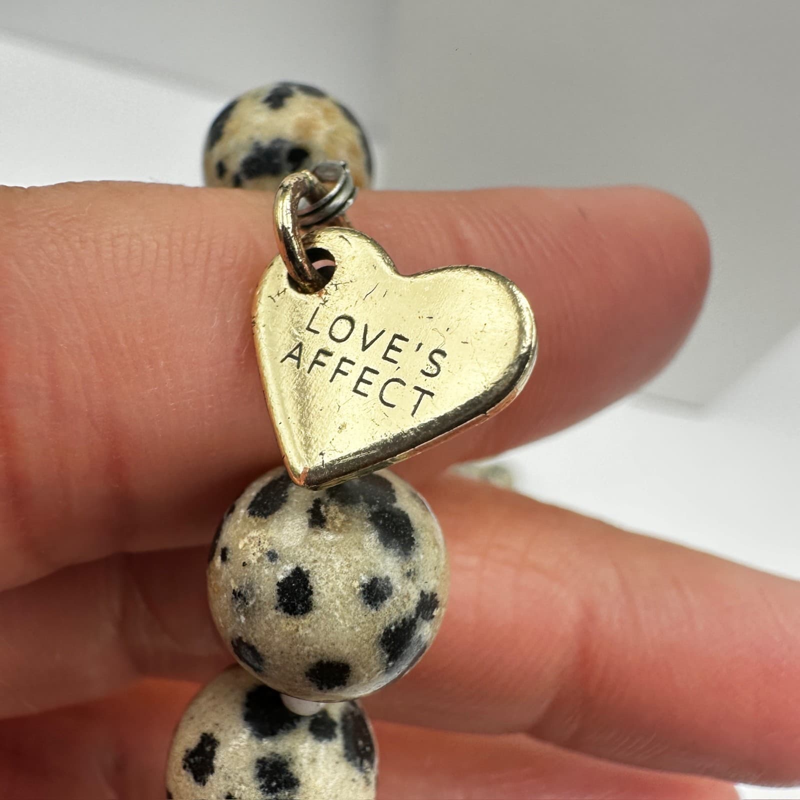 Vintage 90s Love's Affect Dalmatian Jasper Black Tassel Necklace Women's Jewelry - Thumbnail 12