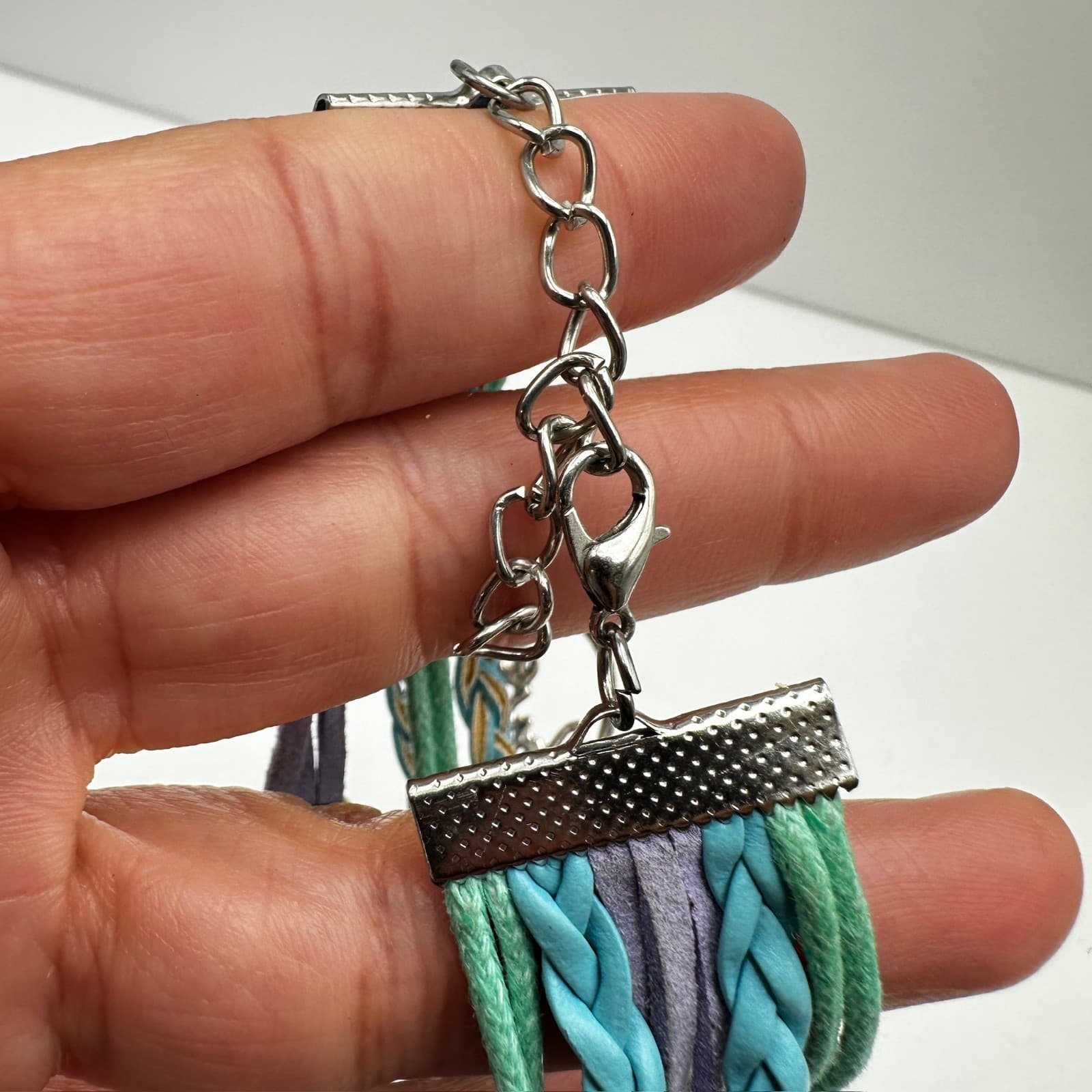 Vintage 90s Mermaid Multi-strand Bracelet Teal Purple Silver Tone Love Infinity - Thumbnail 11