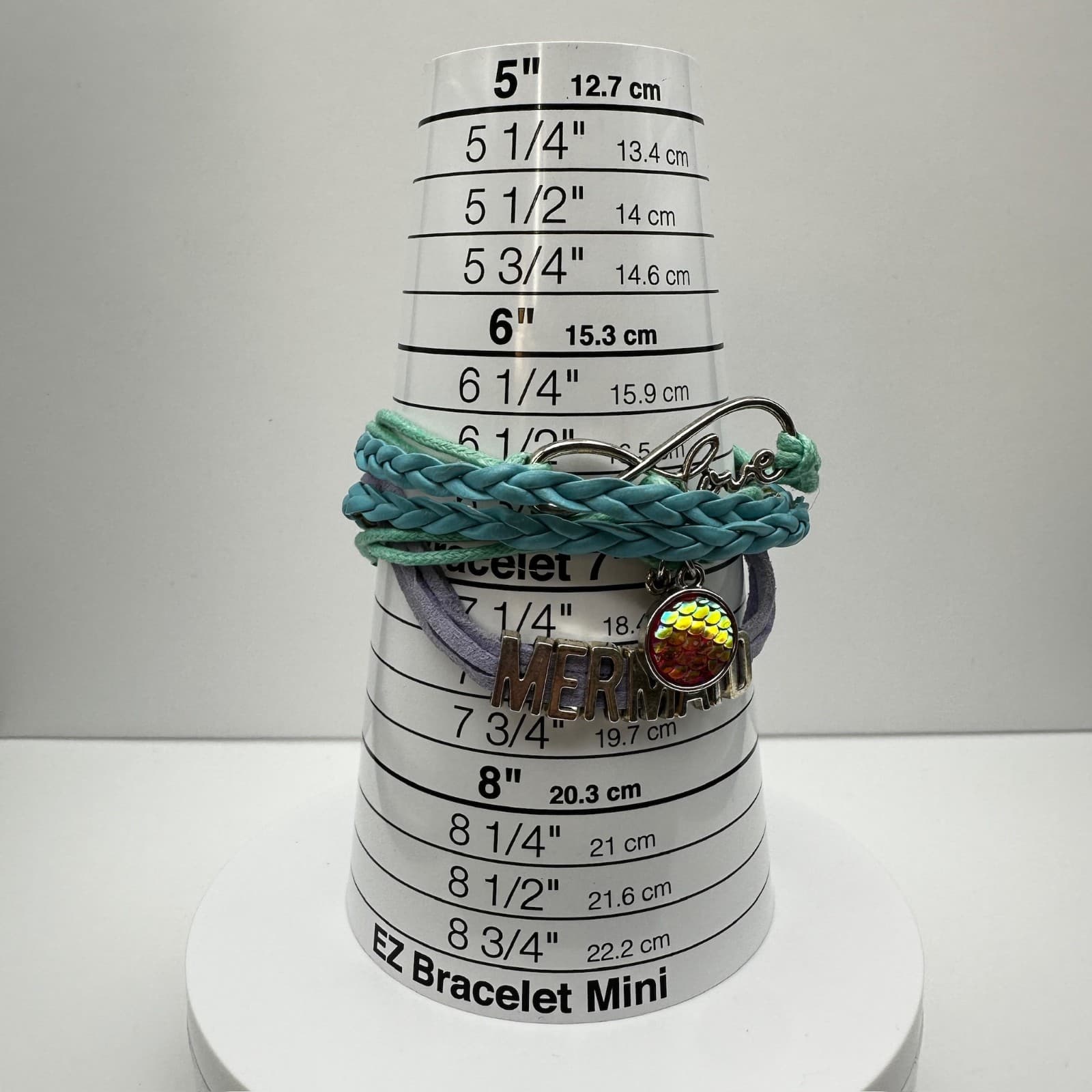 Vintage 90s Mermaid Multi-strand Bracelet Teal Purple Silver Tone Love Infinity - Thumbnail 12